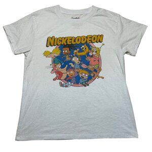 Nickelodeon Cartoon Characters Graphic White T-Shirt XS Sponge Bob Nostalgia